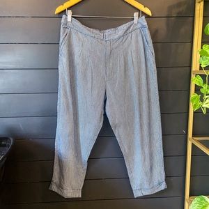 Esby navy & white pleated trousers